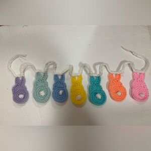 Easter Bunny Garland New Rainbow Colors Fluff Tail Handmade Crochet